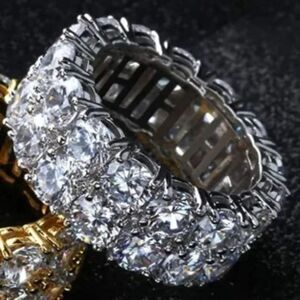 New Men’s Silver Diamond CZ Bling Ring